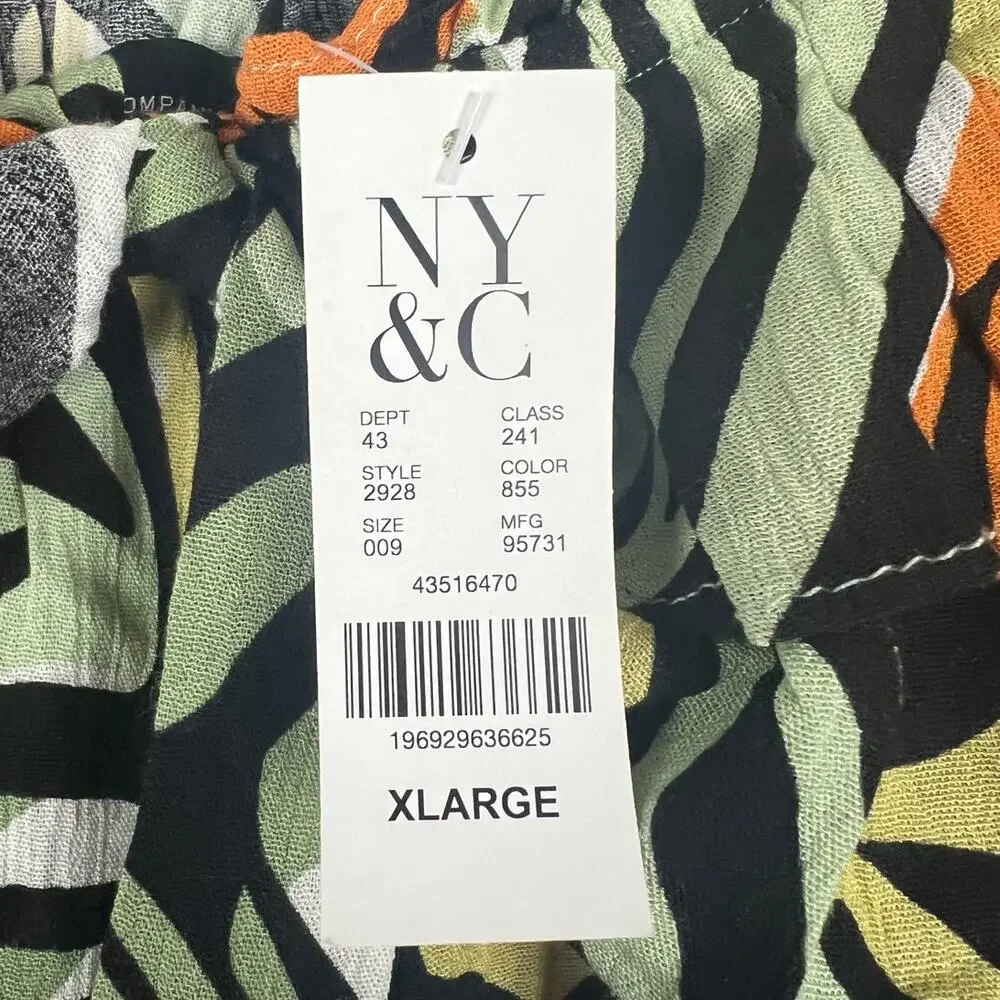 NWT New York & Company Women XL Safari Resortwear Maximalist Off Shoulder Blouse
